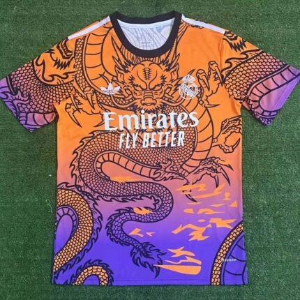 2024/2025 Real Madrid Training Wear Orange and Purple Football Shirt 1:1 Thai Quality