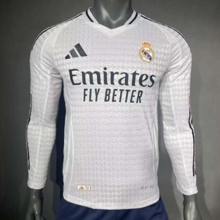 2024/2025 Player Version Long Sleeve Real Madrid Home Football Shirt 1:1 Thai Quality