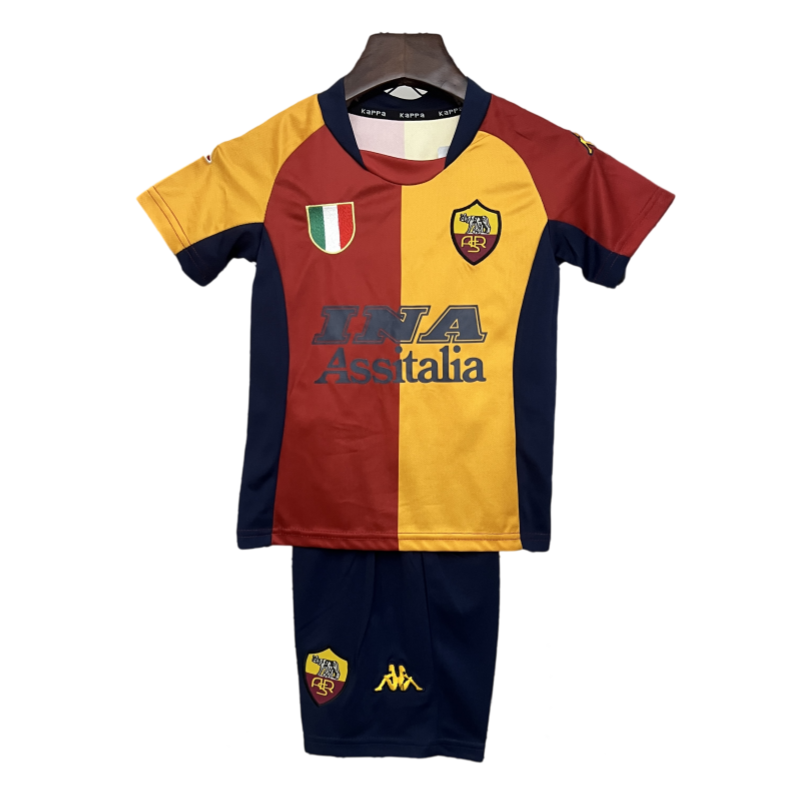 Kids Roma Retro Home Soccer Kits 2001-02