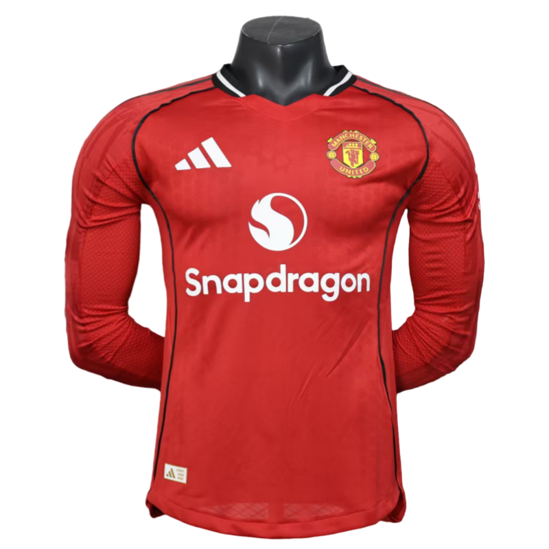 Manchester United Home Shirt Soccer Jersey Player Version Long Sleeve 25-26