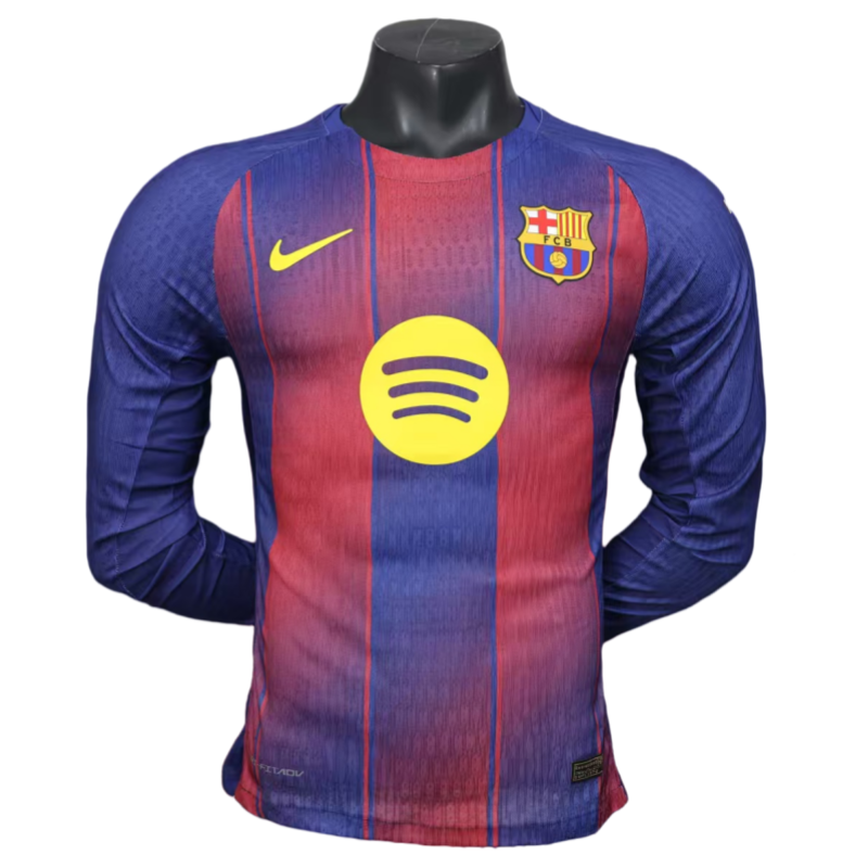 Barcelona Home Shirt Football Jersey Player Version Long Sleeve 25-26