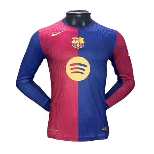 24-25 Barcelona Home Soccer Jersey Player Edition Long Sleeve